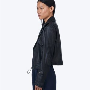 Josey Washed Leather Jacket Cedar - Jakett